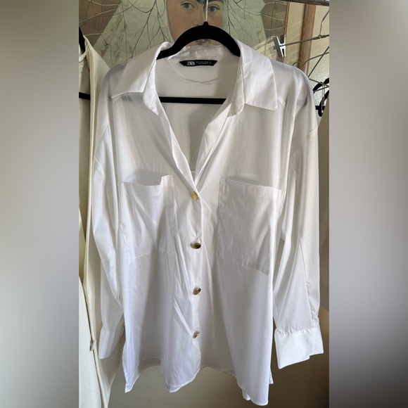 Zara NWOT Gold Button Up - Picture 2 of 8